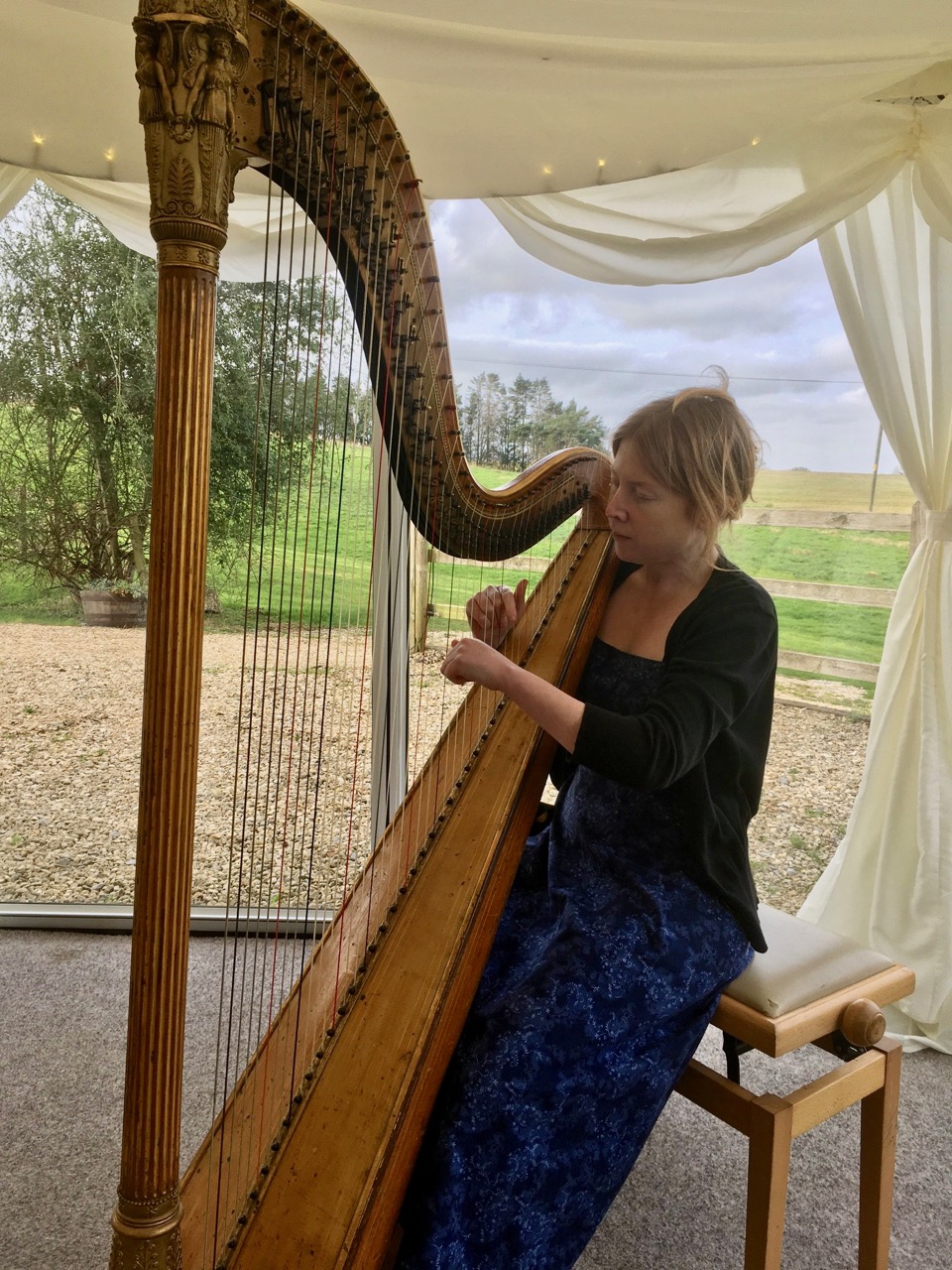 Wedding Harpist Katie McClaughry at Huntstile